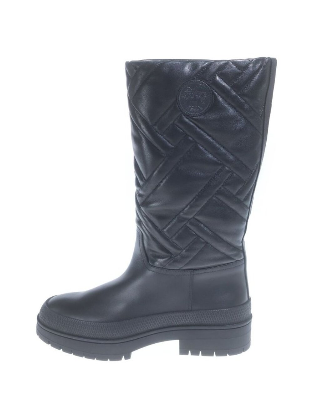 Hermes Mosaic Leather Boots Black